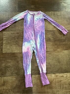 Little sleepies bamboo 2T zippy purple and blue watercolor tie dye